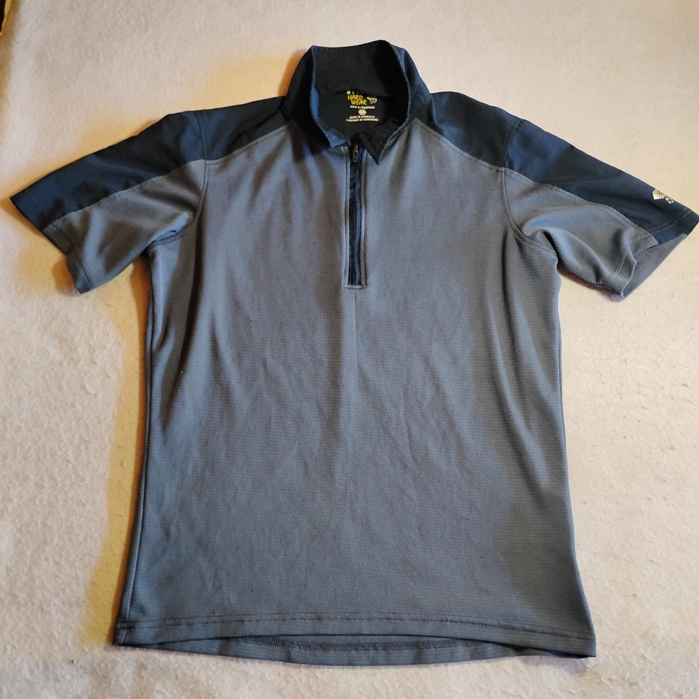 Mountain Hardwear Mens Gray Navy Blue 1/4 Zip Short Sleeve Hiking Shirt OM1005 S